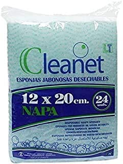 Cleanet: 120 esponjas jabonosas desechables napa 12x20cm 90grs. 5 paquetes x 24 unidades (120 unidades)