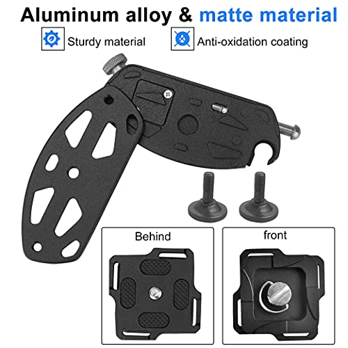 Clip de cámara de aleación de Aluminio, Soporte de cámara, Clip de cinturón de Soporte de cámara con Tornillos de 1/4 pulg, para Cámara DSLR SLR, Mochila, trípode, cinturón