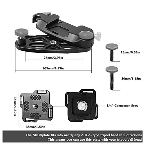 Clip de liberación rápida para cinturón, soporte para cámara de liberación rápida, clip para cinturón de cámara, clip de aleación de aluminio con orificios 1/4 y 3/8, soporte para mochila SLR (gris)