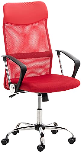 CLP Silla De Oficina Washington Tapizada En Red I Silla De Ordenador Ergonómica & con Ruedas I Silla De Escritorio Moderna I Color:, Color:Rojo