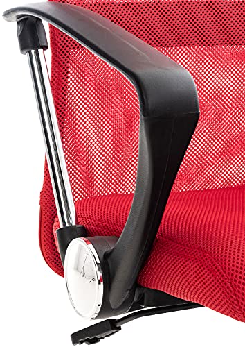 CLP Silla De Oficina Washington Tapizada En Red I Silla De Ordenador Ergonómica & con Ruedas I Silla De Escritorio Moderna I Color:, Color:Rojo