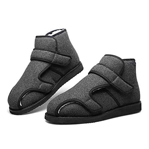 CNZYM Los Zapatos Diabéticos Espesan Los Zapatos De Algodón Ensanchado De Velcro Ajustable para Pies Hinchados Ancianos Diabetes Ancianos Hinchándose Edema Artritis Grey-44