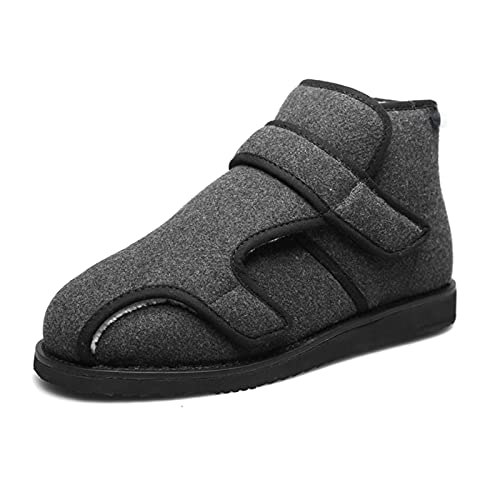 CNZYM Los Zapatos Diabéticos Espesan Los Zapatos De Algodón Ensanchado De Velcro Ajustable para Pies Hinchados Ancianos Diabetes Ancianos Hinchándose Edema Artritis Grey-44