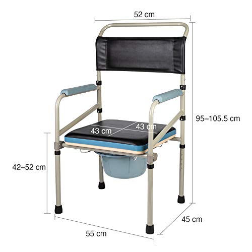 CO-Z Silla Portátil con Inodoro Capacidad de 150 kg Silla de WC o Inodoro para Mayores Silla Orinal para Minusválidos Discapacitados Ancianos con Asiento Extraíble (Con Asiento Extraíble)