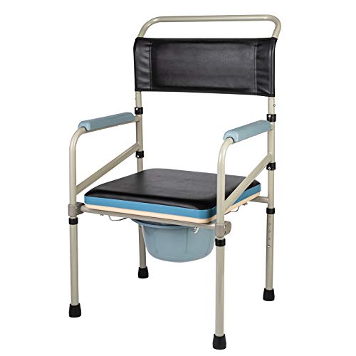 CO-Z Silla Portátil con Inodoro Capacidad de 150 kg Silla de WC o Inodoro para Mayores Silla Orinal para Minusválidos Discapacitados Ancianos con Asiento Extraíble (Con Asiento Extraíble)