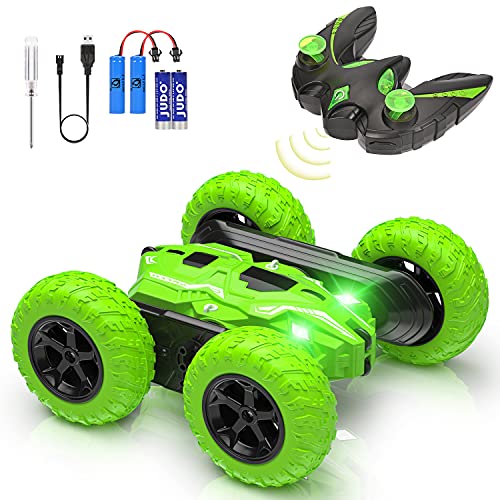 Coche teledirigido 360 ° Doble Giro Lateral 2.4GHz RC Radio Control de Alta Velocidad 4WD Coche de Acrobacias con Dos baterías Recargables Coches de Juguete para niños de 6 7 8 9 12 años de Edad