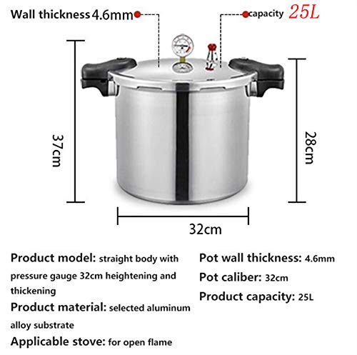 Cocina profesional Olla de gran capacidad 25litros Olla a presión super rápida-Con cesta vaporera-A prueba de explosiones-Manómetro de lujo-Mango anti-quemaduras y termoaislante Classic Olla presion