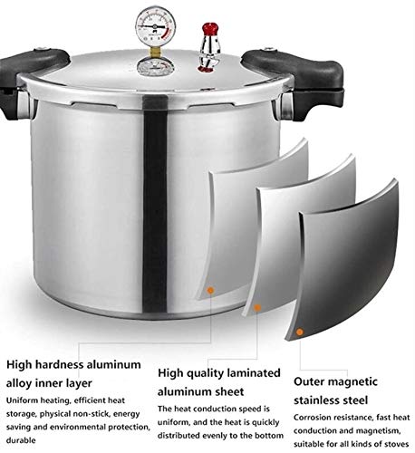 Cocina profesional Olla de gran capacidad 25litros Olla a presión super rápida-Con cesta vaporera-A prueba de explosiones-Manómetro de lujo-Mango anti-quemaduras y termoaislante Classic Olla presion