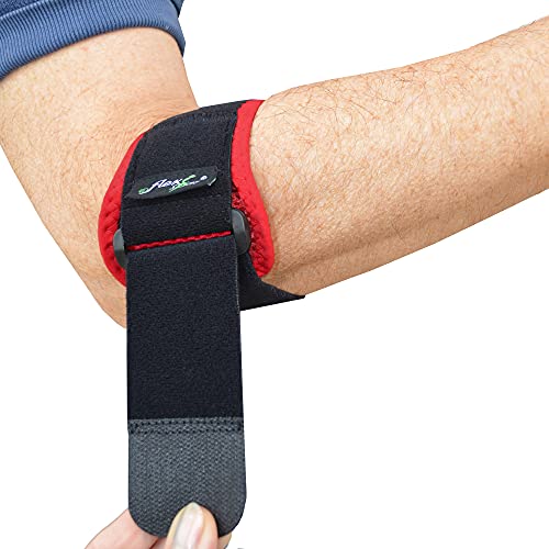 Codo de tenista (negro/rojo) Alivio del dolor del antebrazo refrescante y antideslizante gracias a una almohadilla de presión que absorbe los golpes y una tela de flujo de aire flexible única.