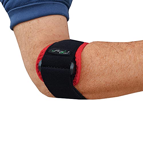 Codo de tenista (negro/rojo) Alivio del dolor del antebrazo refrescante y antideslizante gracias a una almohadilla de presión que absorbe los golpes y una tela de flujo de aire flexible única.