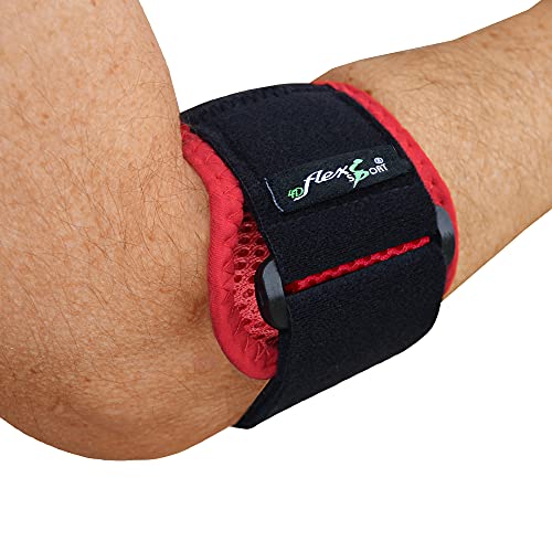 Codo de tenista (negro/rojo) Alivio del dolor del antebrazo refrescante y antideslizante gracias a una almohadilla de presión que absorbe los golpes y una tela de flujo de aire flexible única.