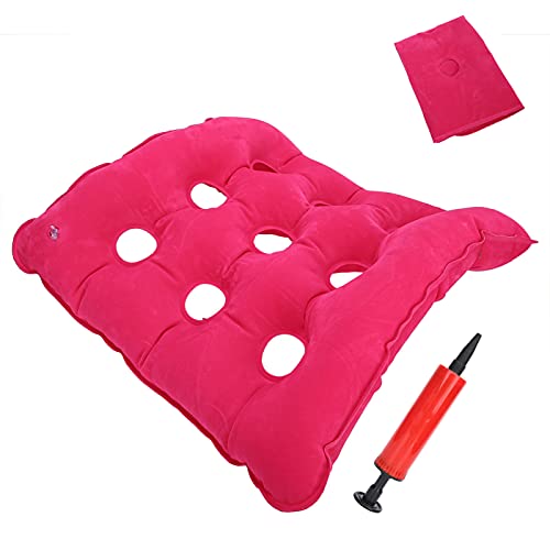 Cojín De Aire Inflable Anti-escaras, Material De PVC Cojín De Aire Anti-escaras, Anti-escaras, Para Hospital Para Ancianos(Cojín flocado cuadrado rosa rojo)