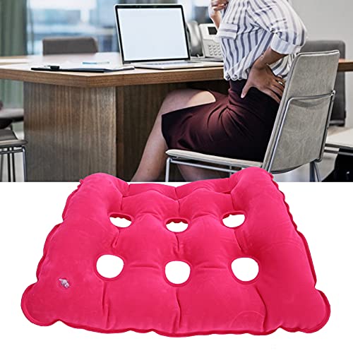 Cojín De Aire Inflable Anti-escaras, Material De PVC Cojín De Aire Anti-escaras, Anti-escaras, Para Hospital Para Ancianos(Cojín flocado cuadrado rosa rojo)