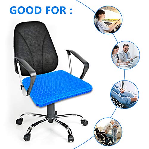 Cojín de Asiento Ortopédico de Gel,Cojín de Gel Multifuncional Confort Grueso Doble con Funda Antideslizante para La Oficina, Casa, Coche, Silla de Ruedas (M)