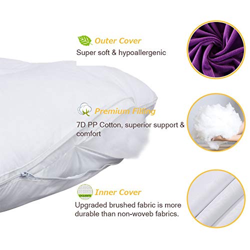 Cojín de embarazo con funda de terciopelo, cojín para madernidad en forma de U de 70 x 130 cm para mujeres en embarazo, adultos, soporte completo para el cuerpo (morado)