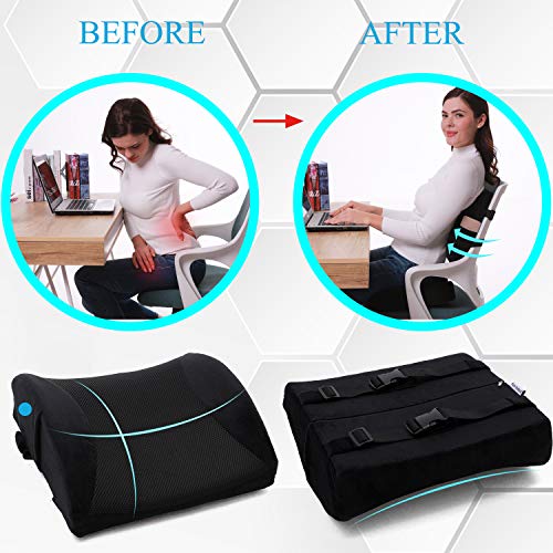 Cojín de espuma viscoelástica para asiento de coche y almohada de apoyo lumbar 3D, cojín ortopédico para silla de oficina, silla de oficina, almohada lumbar para revivir el dolor de espalda baja