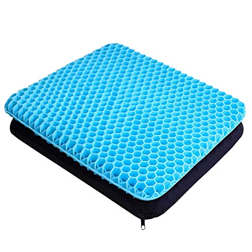 Cojín de Gel Multifuncional, Cojín de Gel para Asiento de Oficina, Cojín Ortopédico, Cojín de Silla de Apoyo Transpirable con Funda Antideslizante, Ideal para Coche, Oficina y Silla de Ruedas