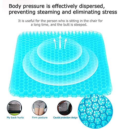 Cojín de Gel Multifuncional, Transpirable, Absorbe la presión, con Innovador diseño de Panal de Abeja, para Coche, Oficina y Silla de Ruedas