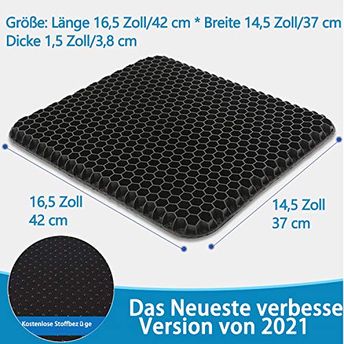 Cojín de Gel para Asiento de Oficina, cojín de Gel para Silla de Oficina, diseño Transpirable para Coche, Oficina, Silla de Ruedas, camión (Negro)