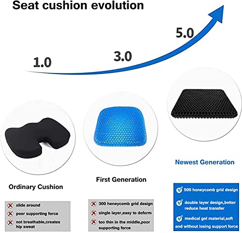 Cojín de gel para silla, cojín elástico para el apoyo del asiento, fresco y transpirable, para aliviar la fatiga de la cadera (negro)