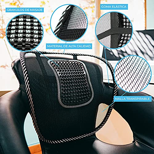 Cojin lumbar silla oficina ergonomico con soportes para coches. Almohada ortopedica para coxis y corrector de postura de la espalda. Pack de 3.