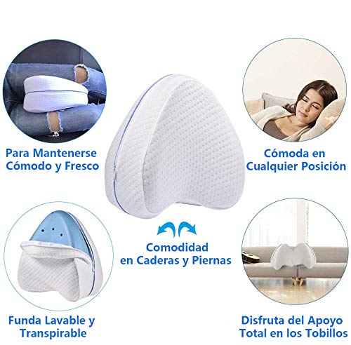 Cojín para Rodilla, Almohada de piernas, cojín para Las piernas de Espuma transpirable con efecto memoria, almohadas para Piernas para Dolor en la Pierna, Embarazo y Dolor en Las articulaciones