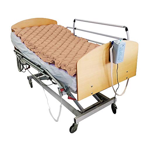 Colchón antiescaras de Aire, con compresor, PVC médico ignífugo, 200 x 90 x 7, 130 Celdas, Beige