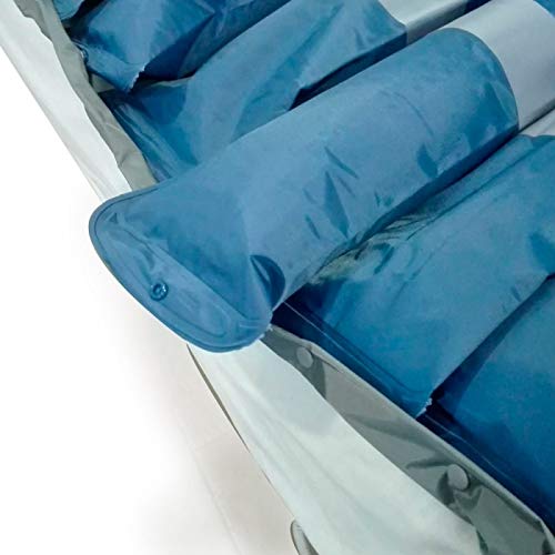 Colchón antiescaras de Aire, para escaras de Grado I y II, con compresor, Nylon y PVC, 200 x 86 x 9.5, 20 Celdas, Azul