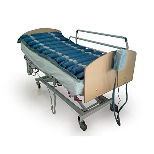 Colchón antiescaras de Aire, para escaras de Grado I y II, con compresor, Nylon y PVC, 200 x 86 x 9.5, 20 Celdas, Azul