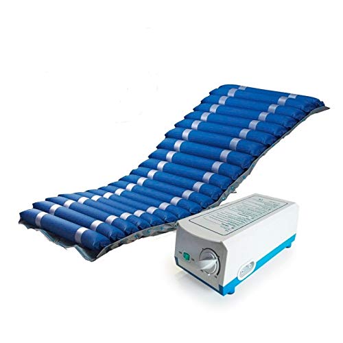 Colchón antiescaras de Aire, para escaras de Grado I y II, con compresor, Nylon y PVC, 200 x 86 x 9.5, 20 Celdas, Azul