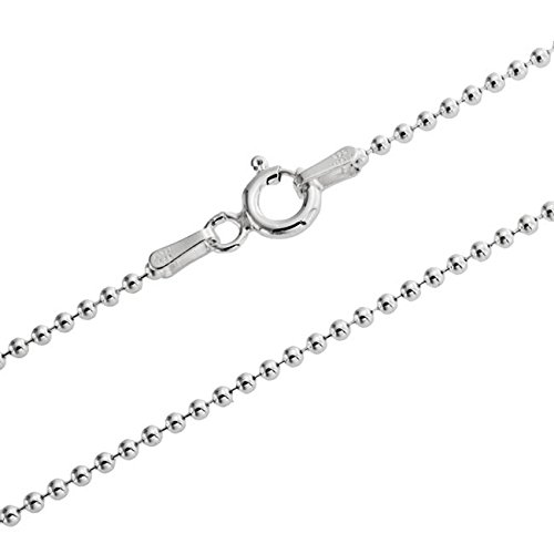 Collar cadena pulsera tobillera Tipo Bola de fina plata de ley 925 1mm Bisutería Italiano Mujer Hombre - 15, 20, 25, 30, 35, 40, 45, 50, 55, 60, 65, 70, 75, 80, 85, 90, 95, 100cm