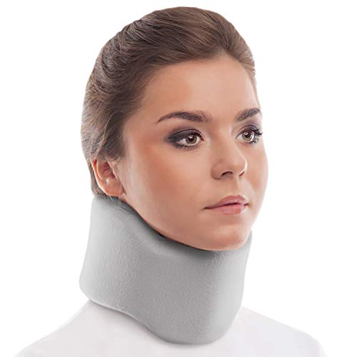 Collarín cervical ortopédico blando; soporte para el cuello, Alivio del Dolor y la Presión en la Columna Vertebral; para vértebras cervicales; 100% algodón Medium Gris