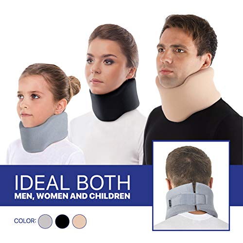 Collarín cervical ortopédico blando; soporte para el cuello, Alivio del Dolor y la Presión en la Columna Vertebral; para vértebras cervicales; 100% algodón Medium Gris