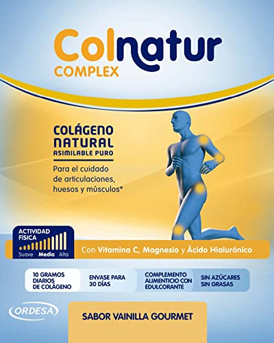 Colnatur Complex - Colágeno Natural para Músculos y Articulaciones, Vitamina C, Magnesio y Ácido Hialurónico, Sabor Vainilla, 335 gr