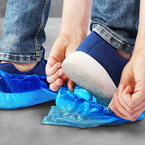 com-four® 100x cubrezapatos Desechables 5 g por cubrezapatos - cubrezapatos de plástico - Zapato desechable Impermeable - cubrezapatos en una Talla