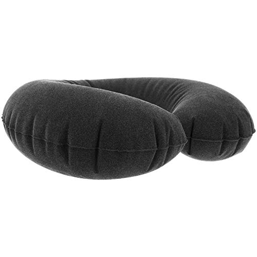 com-four® 2X Almohada de Apoyo para el Cuello Inflable - Almohada para el Cuello para el Coche, el Tren y el avión (2 Piezas - Negro)