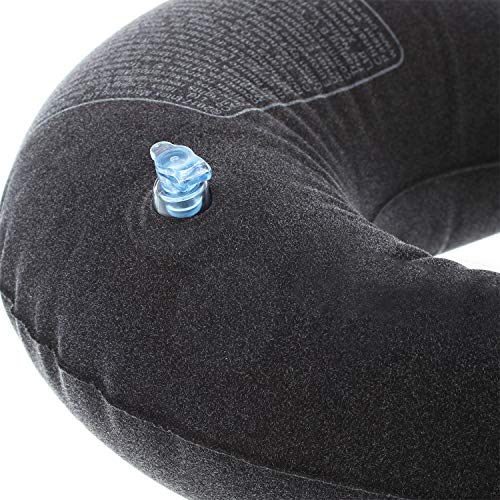 com-four® 2X Almohada de Apoyo para el Cuello Inflable - Almohada para el Cuello para el Coche, el Tren y el avión (2 Piezas - Negro)