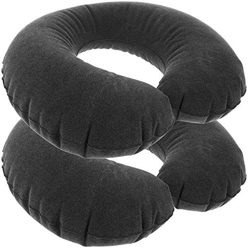 com-four® 2X Almohada de Apoyo para el Cuello Inflable - Almohada para el Cuello para el Coche, el Tren y el avión (2 Piezas - Negro)