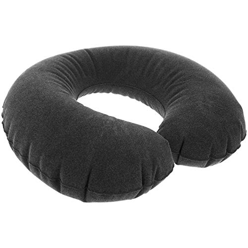 com-four® 2X Almohada de Apoyo para el Cuello Inflable - Almohada para el Cuello para el Coche, el Tren y el avión (2 Piezas - Negro)