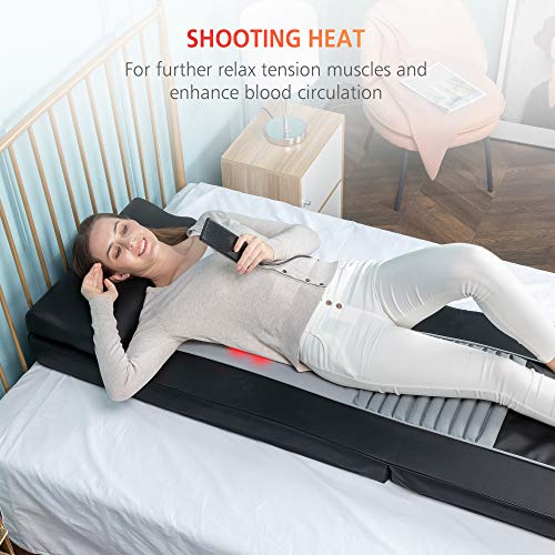 Comfier Colchoneta de masaje de cuerpo completo, masajeador de espalda Shiatsu con calor y colchón de masaje vibratorio, almohadilla de masaje Shiatsu para cama, masajeador para cuello y espalda