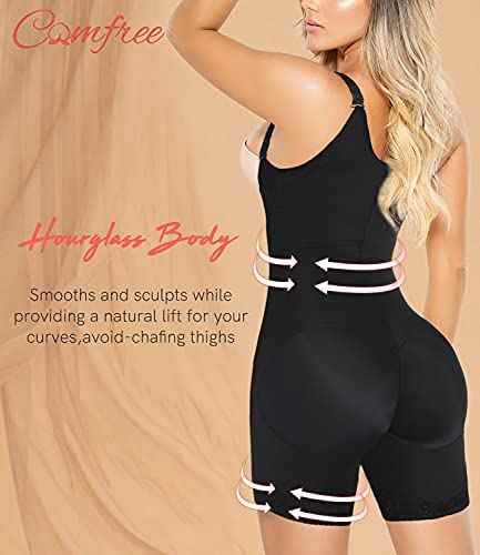 COMFREE Bodies Moldeadores Busto Abierto Faja Reductora Abdomen Body Reductor Sin Costuras Lencería Moldeadora Cómodo Cremallera Body Shaper Adelgazantes Elástico Shapewear para Mujer Negro S