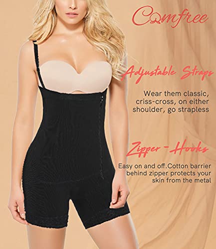 COMFREE Bodies Moldeadores Busto Abierto Faja Reductora Abdomen Body Reductor Sin Costuras Lencería Moldeadora Cómodo Cremallera Body Shaper Adelgazantes Elástico Shapewear para Mujer Negro S