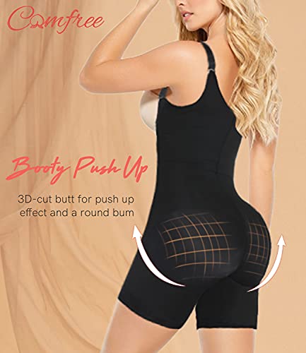 COMFREE Bodies Moldeadores Busto Abierto Faja Reductora Abdomen Body Reductor Sin Costuras Lencería Moldeadora Cómodo Cremallera Body Shaper Adelgazantes Elástico Shapewear para Mujer Negro S