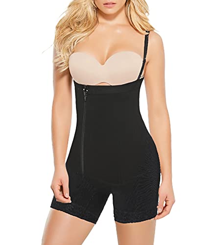 COMFREE Bodies Moldeadores Busto Abierto Faja Reductora Abdomen Body Reductor Sin Costuras Lencería Moldeadora Cómodo Cremallera Body Shaper Adelgazantes Elástico Shapewear para Mujer Negro S