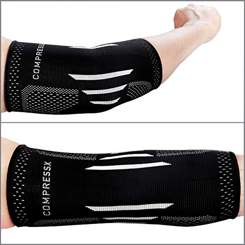 Compress Pro Coderas Deportivas Grandes (1 Férula) Codera Codo Tenista, Codo de Golfista, Levantamiento de Pesas, Tendinitis Codo y Lesiones Deportivas – Alivio Dolor Articulación Hombre y Mujer