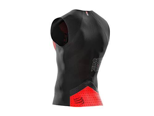 Compressport Camiseta de triatlón Unisex Postural, Unisex Adulto, Camiseta de Tirantes para triatlón, CS3TSTRIV3TK99T1, Negro, 1 Año