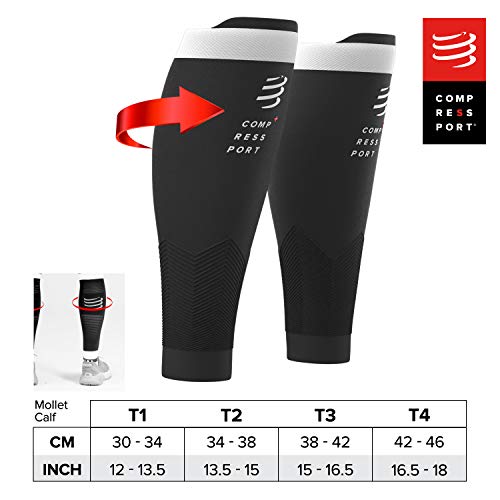 COMPRESSPORT R2V2 - Manga de compresión para las pantorrillas - Protección muscular, rendimiento y recuperación para el deporte - Ultraligero y anti-fatiga - Correr, Ciclismo, Trail y Triatlón