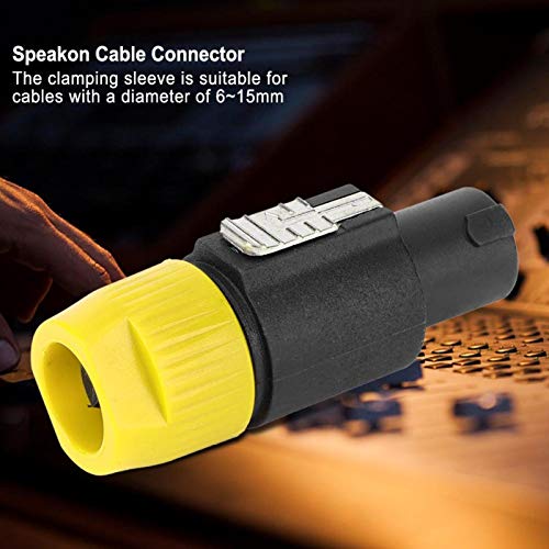 Conector de altavoz de audio, 10 piezas C-nl4fc Conector de altavoz de audio Conector de cable de enchufe Speakon de 4 pines impermeable, buena conductividad eléctrica, fácil operación(Amarillo)