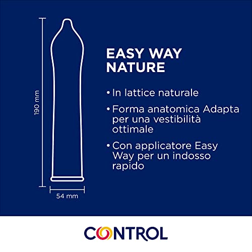 CONTROL Kit de 3 cajas de preservativos Nature Easy Way, 18 preservativos. Cada caja contiene 6 preservativos con una delicada lengüeta que permite desenrollarlo con un solo gesto