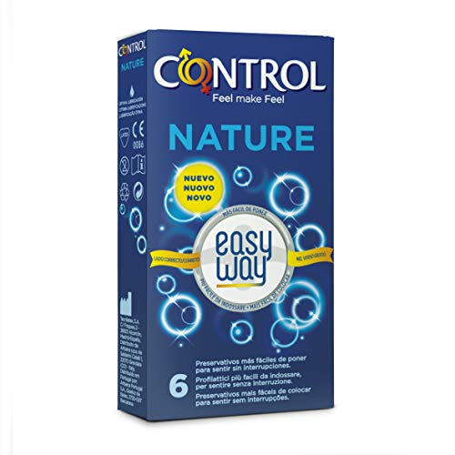 CONTROL Preservativos Nature Easy Way, 6 preservativos con una delicada lengüeta que permite desenrollarlo con un solo gesto